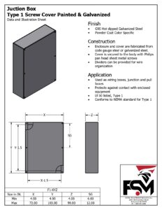 UL Type 1 Powder-coated steel indoor electrical enclosure